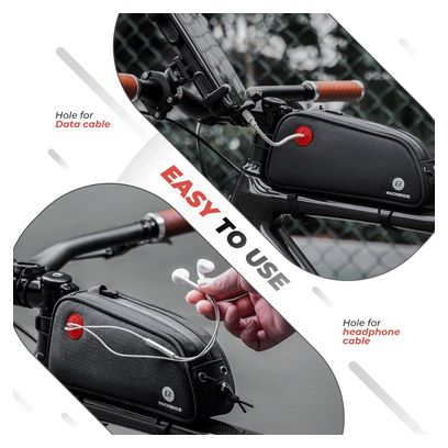 Sacoche de cadre de vélo 1 3 L  noire  avec logo réfléchissant