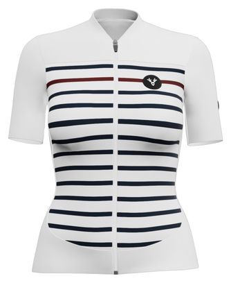 LeBram Ventoux Women's Short-Sleeved Jersey Limited Edition White Blue Bordeaux