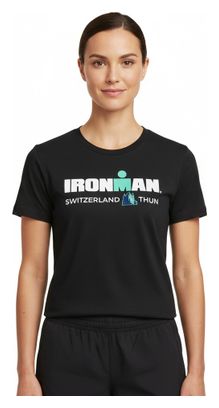 Ironman Zwitserland Zwart Vrouwen T-Shirt met Korte Mouwen