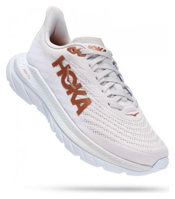 Hoka Mach 5 Running Shoes White Bronze Women's