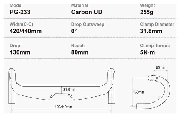 Cintre Progress PG-233 Carbon Aero H.E.A. 44cm Noir