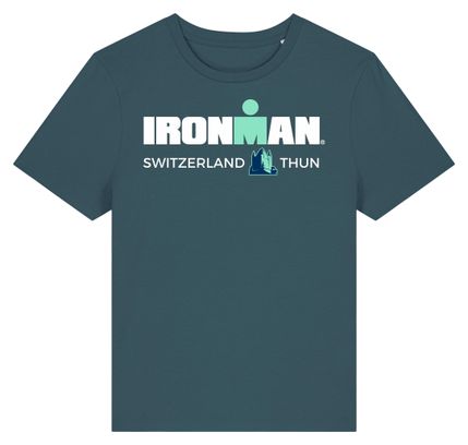 Dames Turquoise Blauw Ironman Zwitserland Korte Mouw T-Shirt