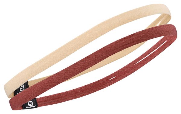 Salomon Cross Hairways Bands Beige Rot Stirnbänder für Damen (x2)