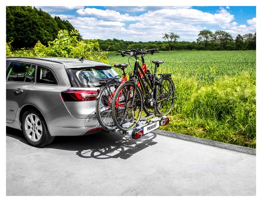 Eufab PremiumTowbar Bike Rack 13 Pin - 2 Bikes (E-Bikes Compatible) Black Silver