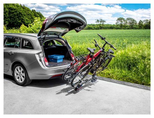 Porte-Vélos sur Boule d'Attelage Eufab Premium Prise 13 Broches - 2 Vélos (Compatible E-Bikes) Noir Argent
