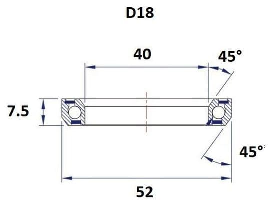 Roulement direction - Blackbearing - D18 - 40 mm 52 mm 7.5mm 45/45°