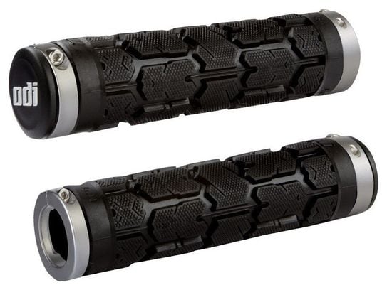 Pair of Odi Rogue Lock-On 130mm Grips Black/Silver