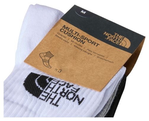 The North Face Multi Sport Unisex Short Socks Grey/White/Black (3 Pairs)