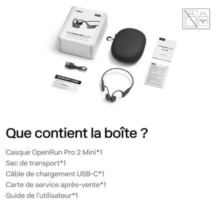 Casque à conduction osseuse Shokz OpenRun Pro 2 Mini USB-C Noir