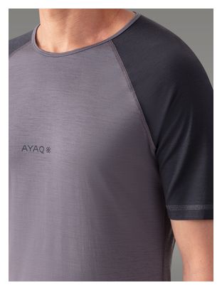 Maillot Manches Courtes AYAQ Biafo Merinos Grey Volcano Gris XL