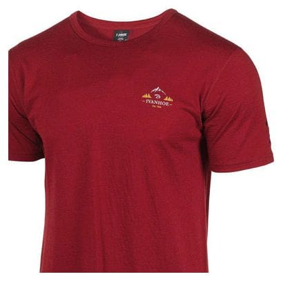 Ivanhoe T-shirt Agaton Horizon Royal Cherry pour homme-laine mérinos-Rouge