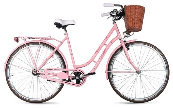 Vélo de ville Femme 28  Classic Premium avec panier Rose DaCapo