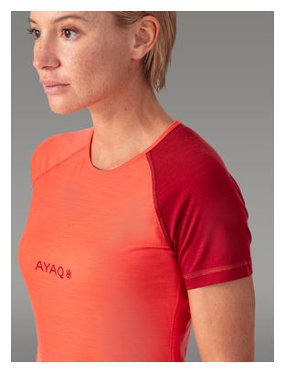 Maillot Manches Courtes Ayaq Biafo Merinos Salmon Orange Femme