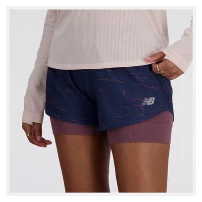 New Balance RC Printed 3in Women's Blue 2-in-1 Shorts