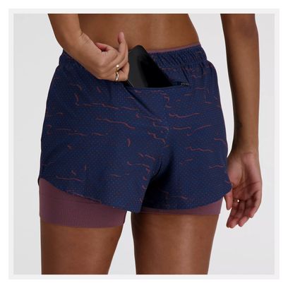 New Balance RC Printed 2-in-1 Shorts 3in Women's Blue