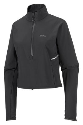 Maglia con mezza zip Salomon Sense Aero Hybrid nera da donna