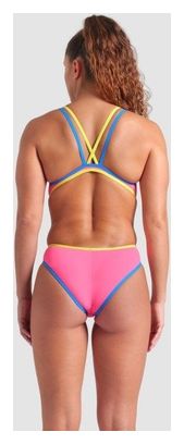 Women's 1-piece swimsuit Arena One Double Cross Back Pink/Blue