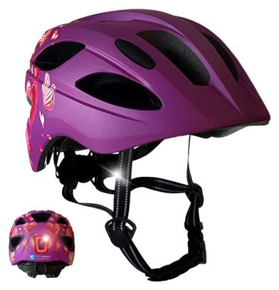 Casque vélo enfant 6-12 ans|Cœur Violet|Crazy Safety|Certifié EN1078