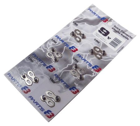 Pack de 6 Attaches Rapides Parts 8.3 10 Vitesses Argent