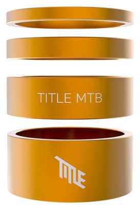 Kit de espaciadores de juego de dirección de aluminio Title 1 1/8″ Oro