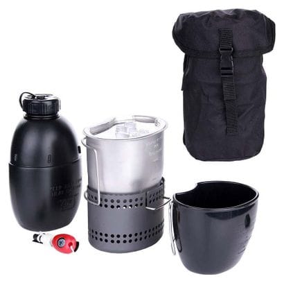 Système de cuisson Bushcraft Dragon avec bouteille d'eau Multi-carburant-Noir