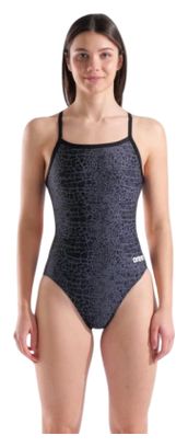 Costume da bagno Arena Snakeskin con scollo a V nero da donna