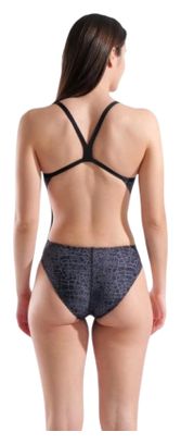 Costume da bagno Arena Snakeskin con scollo a V nero da donna