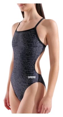 Costume da bagno Arena Snakeskin con scollo a V nero da donna