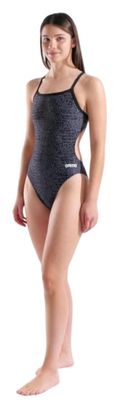 Costume da bagno Arena Snakeskin con scollo a V nero da donna