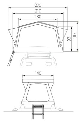 Tente de Toit Gonflable 2 Personnes Dometic TRT 140 AIR Gris