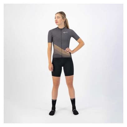 Maillot Manches Courtes Velo Rogelli Peace - Femme - Gris/L'or