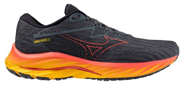 Mizuno Wave Rider 27 Grijs Oranje Heren Hardloopschoenen