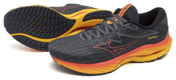 Mizuno Wave Rider 27 Grijs Oranje Heren Hardloopschoenen