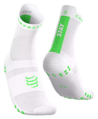 Compressport Pro Racing V4.0 Run High Stay Behind Socks—White/Green