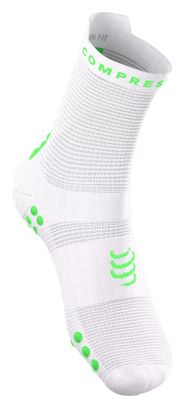 Compressport Pro Racing V4.0 Run High Stay Behind Socks—White/Green