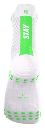 Compressport Pro Racing V4.0 Run High Stay Behind Socks—White/Green