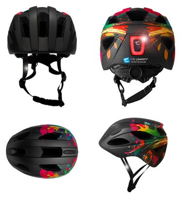 Casque vélo enfant 6-12 ans|Splash Noir|Crazy Safety|Certifié EN1078