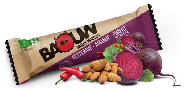 Organic energy bar Baouw Beetroot-Almond-Chilli 25g