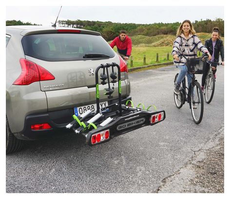 Porte-Vélos sur Boule d'Attelage RANGER pour 3 vélos - Supporte 15kg/rail - Châssis Acier/Aluminium - Bras Ajustables - Double Système de Sécurité