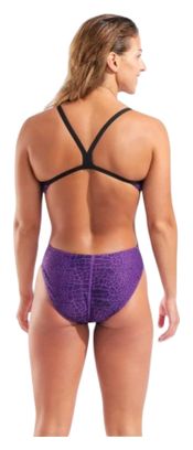 Costume da bagno Arena Snakeskin Dos Challenge viola/nero da donna