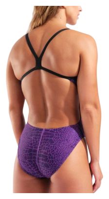 Costume da bagno Arena Snakeskin Dos Challenge viola/nero da donna