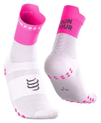 Compressport Pro Racing V4.0 Run High Your Race Socks, Pink/White