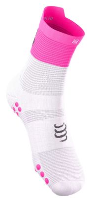 Compressport Pro Racing V4.0 Run High Your Race Socks, Pink/White