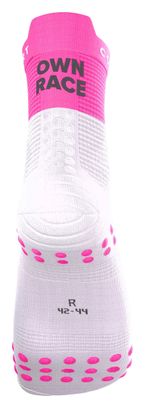 Compressport Pro Racing V4.0 Run High Your Race Socks, Pink/White