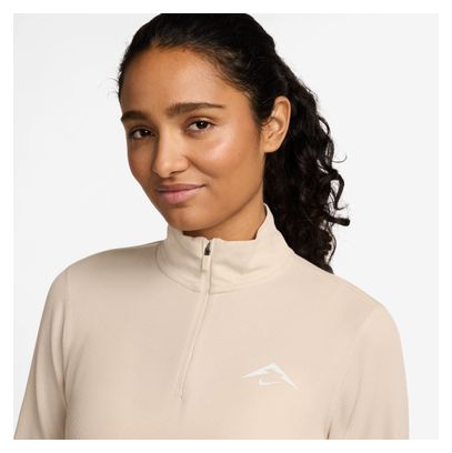 Haut 1/4 zip Nike Trail Beige Femme