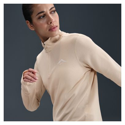 Haut 1/4 zip Nike Trail Beige Femme