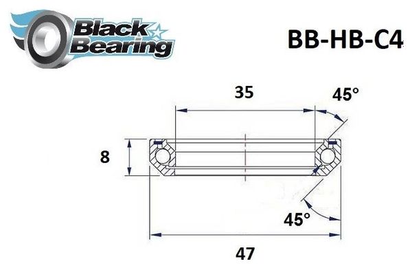 Black Bearing C4 Steering Bearing 35 x 47 x 8 mm 45/45 °