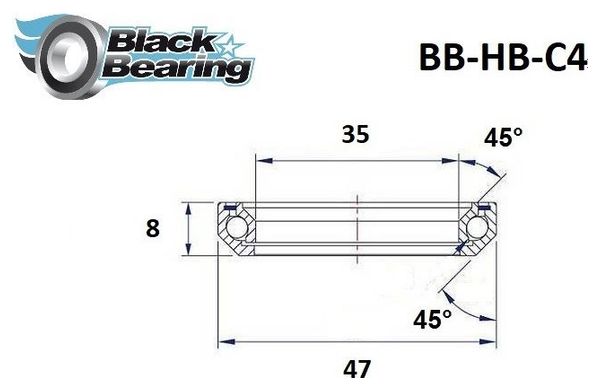 Black Bearing C4 Steering Bearing 35 x 47 x 8 mm 45/45°