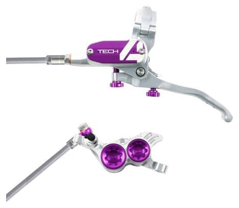 Frein Avant Hope TECH4 V4 Argent / Violet Durite Tressé Aviation