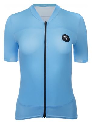 Maillot de manga corta azul cielo LeBram Allos para mujer, ajuste a medida